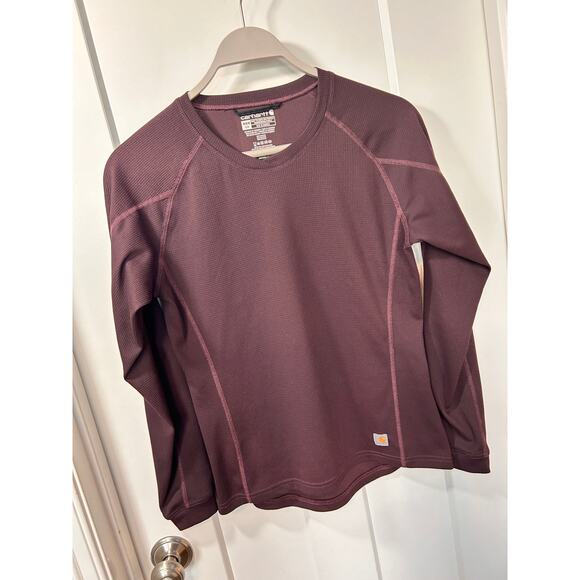Carhartt Women's Base Force Tech Thermal‎ T-Shirt Top Pullover Brown Size Medium - Picture 1 of 10